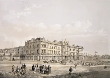 Buckingham Palace, graviert von Thomas Picken, veröffentlicht 1852 von Lloyd Bros. und Co.